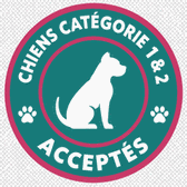 Chiens de catégorie 1 et 2 acceptés
